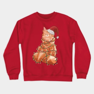 Wrapped in Christmas Lights - Red Maine Coon Crewneck Sweatshirt